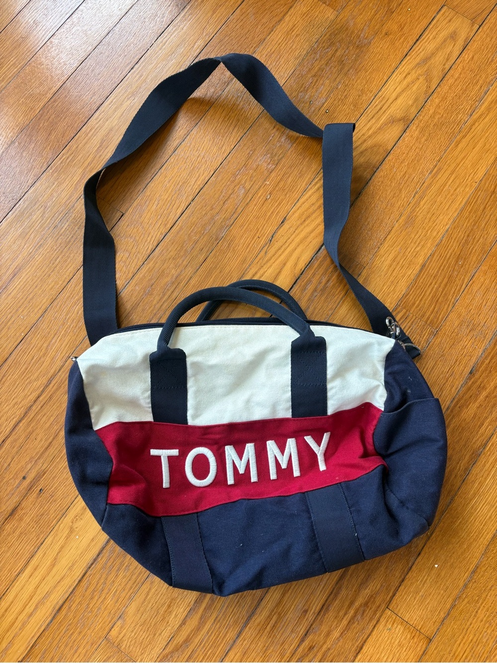 Tommy Hilfiger Navy, Red & White Canvas Messenger Bag